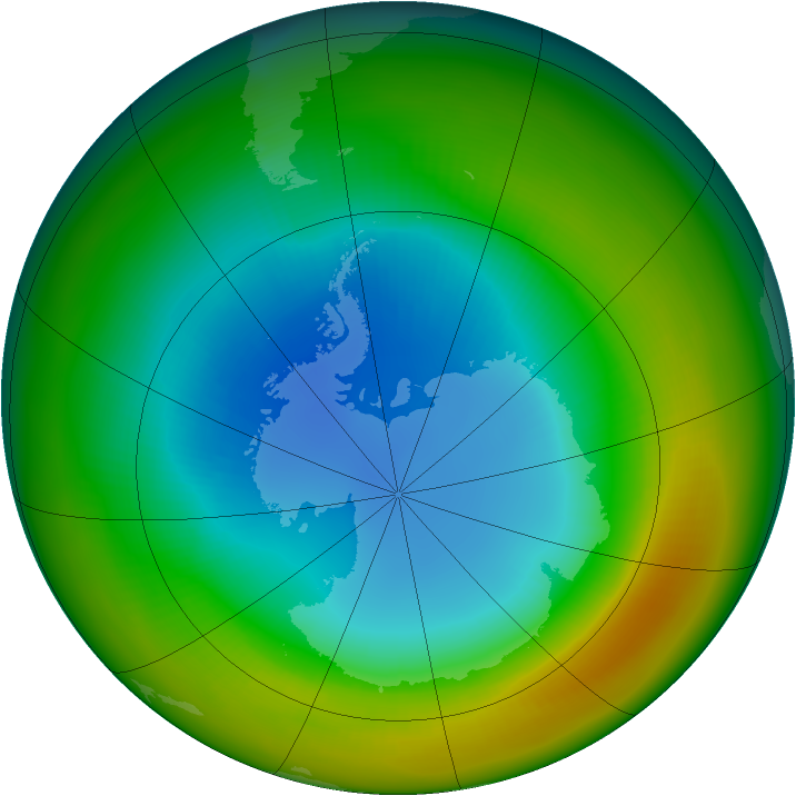 Antarctic ozone map for August 1988